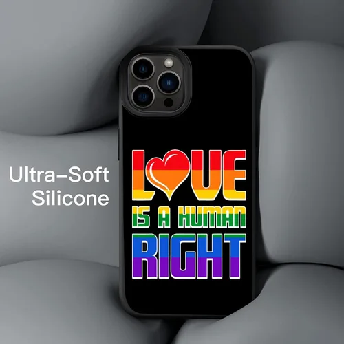 Vista 2 de Love is A Human Right Rainbow LGBT Pride - Funda compatible con iPhone 16 15 14 13 12 11 Pro Max Samsung Galaxy S24 S23 S22 S21 S20 FE Plus