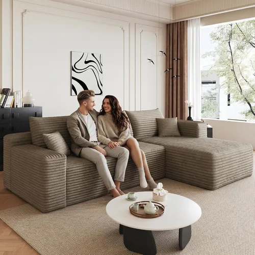Vista 35 de Sofá seccional Cloud de 96 pulgadas, sofá deshuesado para sala de estar, sofá modular con asiento profundo, sofá de pana cómodo y esponjoso con Negro