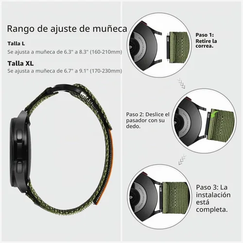 Vista 6 de Correa de nailon de liberación rápida de 0.787 in compatible con Galaxy y Garmin Watch