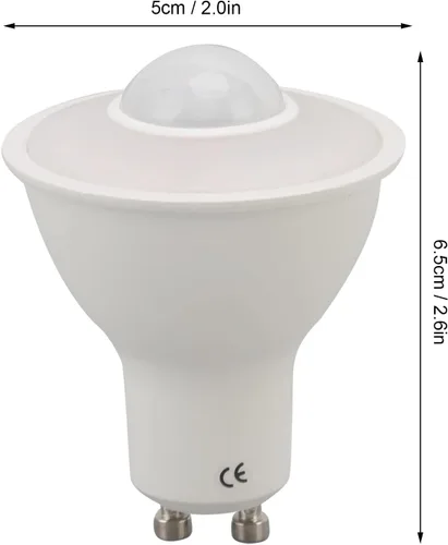 Vista 5 de Bombilla LED GU10 con sensor de movimiento, inducción humana infrarroja, 5 W, 500 lúmenes, luz cálida 3000 K, para techo, pasillo, porche