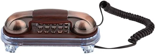 Vista 9 de Teléfono de montaje en pared, teléfono antiguo retro montado en la pared, teléfono fijo de moda para hotel en casa, con luz inferior y alfombrilla