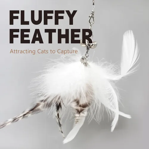 Vista 2 de SONGWAY Juguetes de varita para gatos de interior, juego de juguetes para gatos con varita retráctil y 6 recambios de juguetes de plumas, juguetes