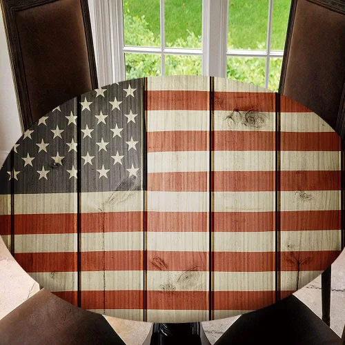 Vista 10 de Mantel redondo ajustable con protector elástico de bandera estadounidense del 4 de julio, mantel impermeable a prueba de aceite, mantel de 40 Tipo 30