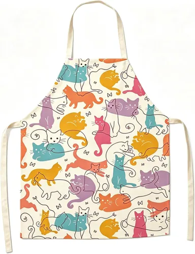 Vista 11 de Delantal de gato lindo delantal de cocina para mujeres y hombres, delantales divertidos para cocinar, hornear, pintura, jardinería y fiesta