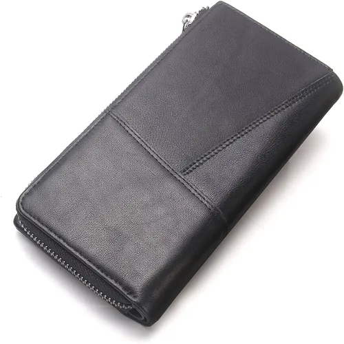 Vista 4 de Contact's de gran capacidad de cuero genuino RFID bloqueo billeteratarjeta de crédito titular para hombres negocios embrague teléfono titular