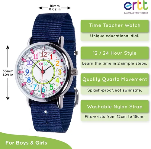 Vista 2 de EasyRead Time Teacher - Teaching Watch For Kids - Boys & Girls Analog Watch - Kids Learning Watch - Learn to Tell The Time Wrist Watch For Kids - 2