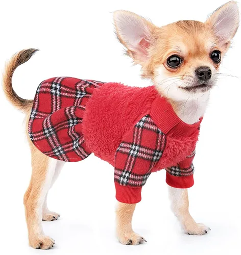 Vista 11 de Suéter pequeño para perro, ropa para perro, vestidos para cachorros para perros pequeños, vestido a cuadros de princesa, ropa para festivales