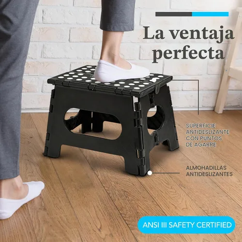 Vista 2 de Handy Laundry Taburete plegable de paso - Taburete plegable lo suficientemente resistente para apoyar a adultos y lo suficientemente seguro