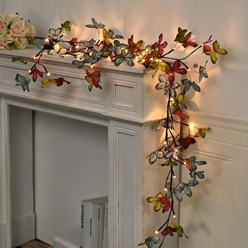 Vista 6 de Bexdir - Vid de sauce iluminada de 6 pies con mariposa, luces de ramas blancas cálidas