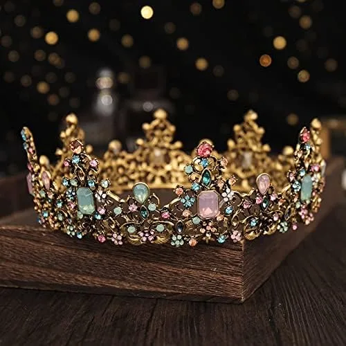 Vista 2 de hair jewelry crown tiaras for women Baroque Retro Princess Headdress Tiara Bridal Crown For Women Crystal Queen Selection Hair Band Party Birthday