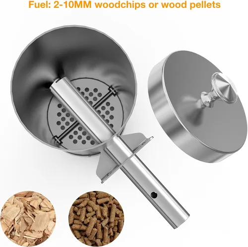 Vista 7 de Generador de humo frío con tapa y bomba de aire, ahumador eléctrico portátil para barbacoa, pellets de madera, ahumador al aire libre, accesorio