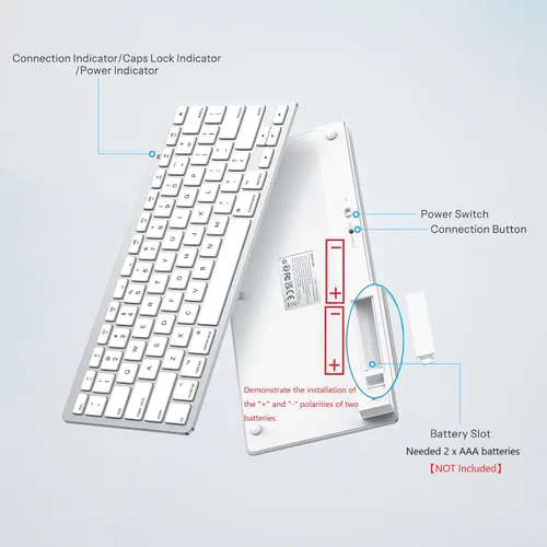 Vista 10 de OMOTON Bluetooth Keyboard Compatible with Mac ONLY, Compact Wireless Keyboard Compatible with MacBook Pro/Air, iMac, Mac mini/Pro, Silver