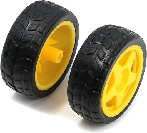 Vista 3 de T Tulead Mini ruedas de neumáticos de plástico piezas de rueda de engranaje de 2.6 pulgadas de diámetro, paquete de 12