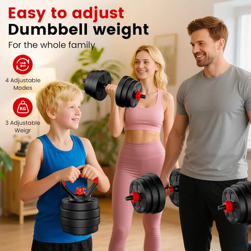Vista 8 de Adjustable Dumbbell Set, 20/33/45/70/90lbs Free Weight Set with Connector, 4 in1 Dumbbells Set Used as Barbell, Kettlebells, Push up Stand