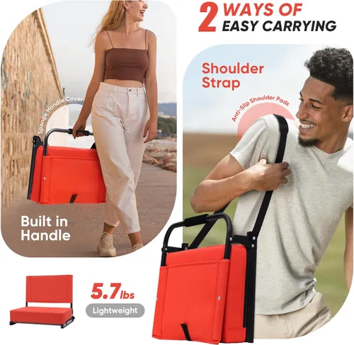 Vista 5 de Sekey Stadium Seats with Back Support & Armrests Rojo anaranjado