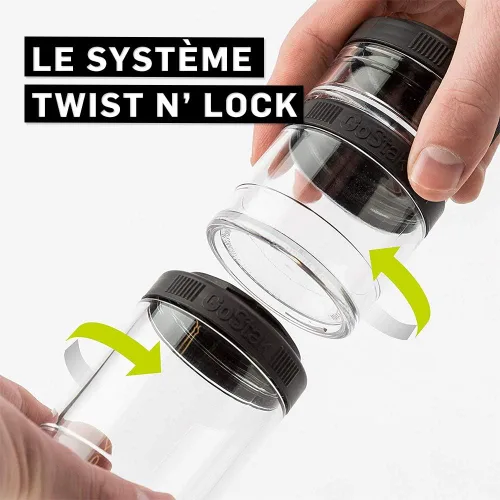 Vista 6 de BlenderBottle GoStak Twist n' Lock - Tarros de almacenamiento, 40 cc, 4 unidades, color negro