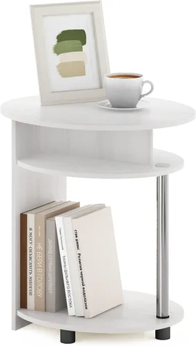 Vista 9 de Furinno JAYA Mesa auxiliar ovalada de diseño simple con contenedor, americano/cromo