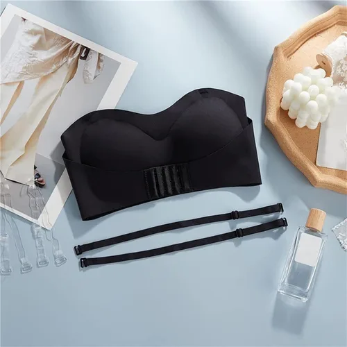 Vista 8 de Sujetador adhesivo sin tirantes para mujer, sin tirantes, con hebilla frontal, sin tirantes, sin alambre, sin deslizamiento, invisible push-up