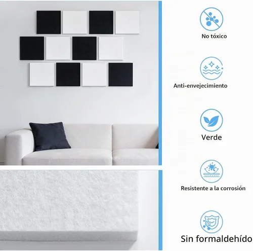 Vista 5 de BXI Absorción de sonido, 12 x 12 x 0.4 pulgadas, 16 paneles de absorción acústica de alta densidad, paneles de absorción de sonido que reducen