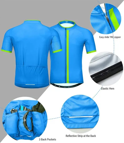 Vista 4 de wantdo Camisetas de ciclismo para hombre, camisetas de ciclismo de montaña MTB Jersey de manga corta Camisetas de ciclismo transpirable de secado