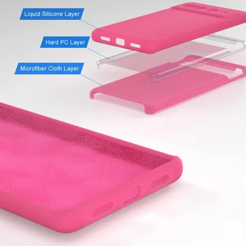 Vista 2 de Diseñada para Pixel 7 Pro, funda de goma de gel de silicona líquida a prueba de golpes, cojín de forro de tela de microfibra suave compatible
