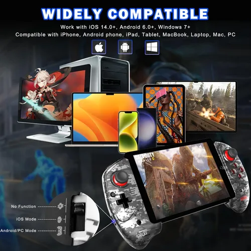 Vista 2 de Megadream Wireless Mobile Controller for iPad, Tablet (11"), iPhone 16151413, Android Gamepad for Galaxy Z Fold4, Galaxy Z Flip4, Galaxy S23 S22