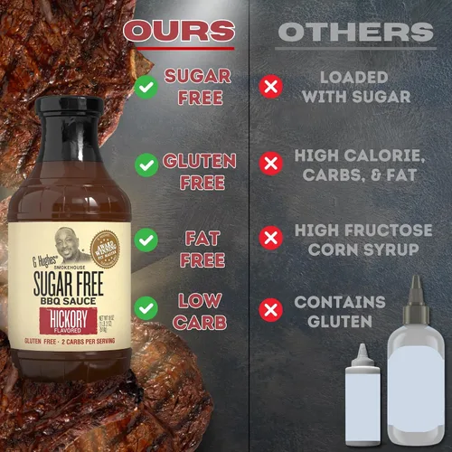 Vista 5 de G Hughes Smokehouse Salsa de barbacoa sin azúcar, Hickory, 18 & SF Original 18 oz (paquete de 2)