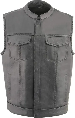 Vista 8 de Milwaukee Leather Men's Club Style Motorcycle Vest -Premium Leather, Dual Closure, CCW Pockets, Patch-Ready Back