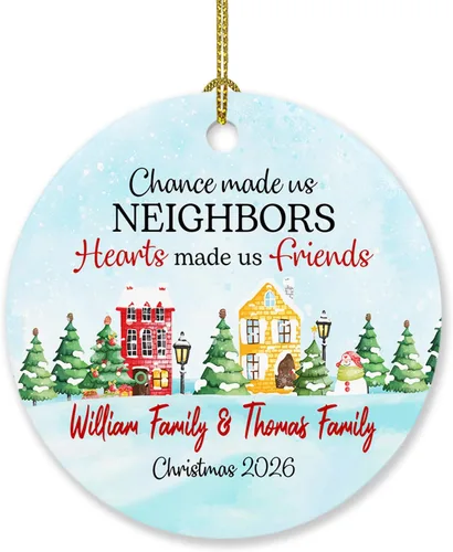 Vista 7 de Adorno personalizado de buen vecino con nombres y texto personalizados, adornos de tesoro de A Good Neighbor is A Found, adornos de Navidad 2024