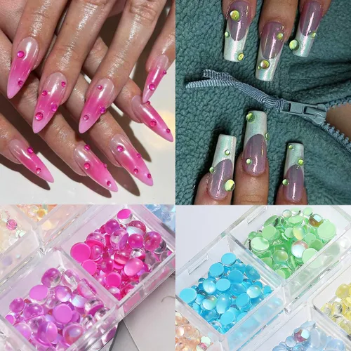 Vista 5 de Fcozpjk 3D Aurora Bubble Nail Beads Mezcla Cristal Sirena Cuentas para Uñas Cuentas de uñas Aurora