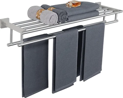 Vista 24 de Alise Toallero, Estante de Toallas con Barras Dobles para Lavabo de Baño, SUS 304 Acero Inoxidable de Montaje en Pared, 40.6 cm Níquel Cepillado