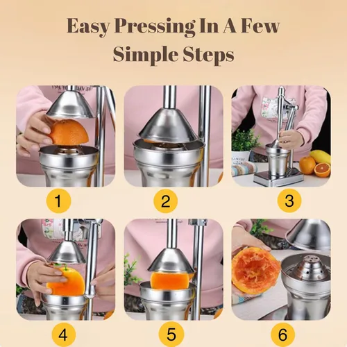 Vista 2 de Exprimidor manual de naranja, exprimidor de cítricos a mano con exprimidor de encimera para jugo de naranja fresco, fácil de limpiar
