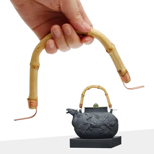 Vista 3 de 3 piezas de repuesto de mango de tetera de bambú, mango de madera hecho a mano para teteras de cerámica china, tetera japonesa con cable, accesorios