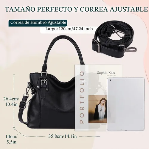 Vista 3 de VX VONXURY Bolso Hobo para mujer, bolso de mano, bandolera para mujer Negro