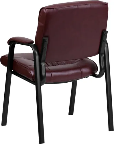 Vista 7 de EMMA + OLIVER Silla de recepción ejecutiva LeatherSoft Borgoña con marco de metal negro Marco Leathersoft burdeos/negro