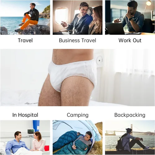 Vista 6 de Calzoncillos portátiles desechables de la ropa interior no tejida de los hombres para viajar Fitness Hotel Spa Hospital Stays, Blanco-35 piezas