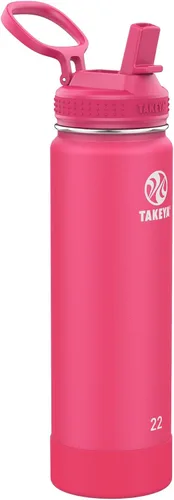 Vista 12 de Takeya Actives - Botella de agua con tapa con popote, duradera y de fácil cuidado, con aislamiento de acero inoxidable, tapa sin BPA con asa