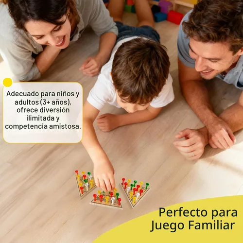 Vista 4 de Paquete de 3 – Juego de mesa con clavija triangular de madera – Mini juego de viaje retro