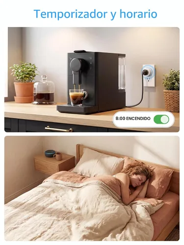 Vista 2 de EIGHTREE Enchufe inteligente 2025, actualización a 15A, toma de corriente Bluetooth y Wi-Fi de doble conexión, control de voz, toma de control