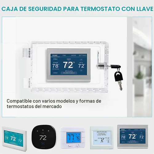 Vista 5 de SUTINE Caja de bloqueo de termostato, transparente, rectangular, 1 unidad, universal, montaje en pared, control HVAC, protector de termostato