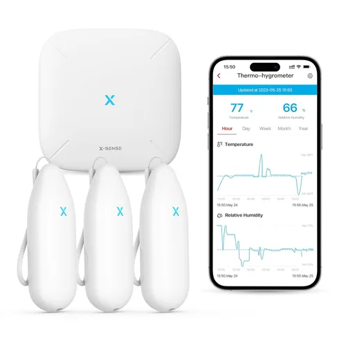 Vista 10 de X-Sense - Termómetro higrómetro Wi-Fi para interiores, requiere estación base Sensor de temperatura inteligente para casa, dormitorio, bodega