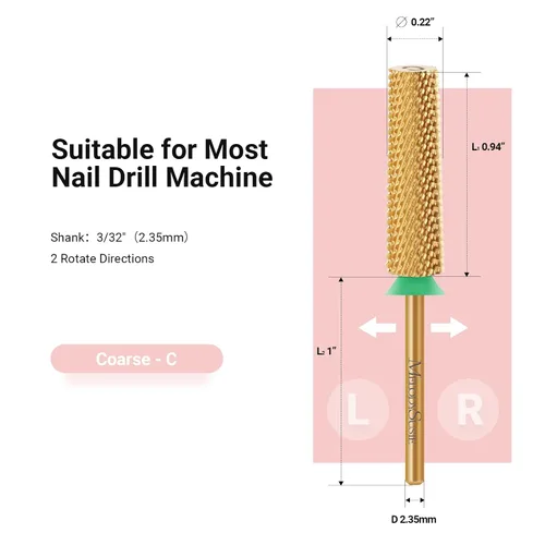 Vista 5 de MelodySusie Brocas de uñas cónicas superlargas, brocas de tungsteno de carburo de 3/32 pulgadas, adecuadas para manicura, pedicura, cutícula