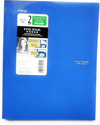 Vista 3 de Mead Plastic Five Star Stay-Put - Carpeta de 2 bolsillos y 3 puntas, color amarillo (34609)