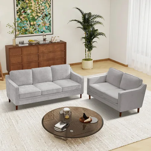 Vista 67 de Kingfun Sofá en Forma de L de 88", Sofá Seccional de Chenilla, Sofás Modernos de Mediados de Siglo con Marco de Madera Maciza para Sala de Estar