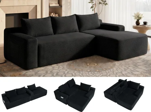 Vista 25 de THSUPER Sofás seccionales sin hueso de pana de 134 pulgadas en forma de U de gran tamaño para sala de estar con diván doble, cómodo sofá de asiento