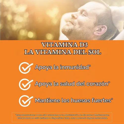 Vista 6 de Doctor's Best Vitamina D3 5000UI, sin OGM, sin gluten y soja, regula la función inmunitaria, favorece huesos saludables, blanco, sin sabor, 180