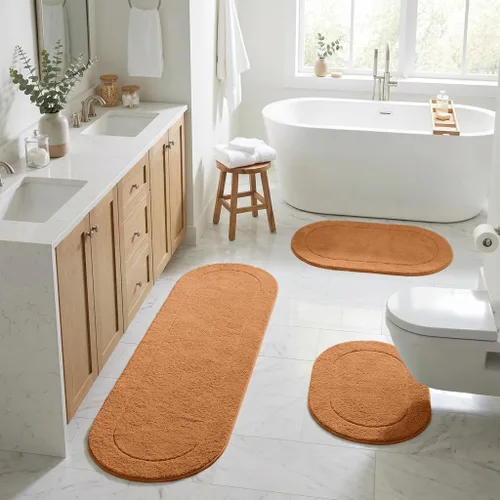 Vista 55 de Superior Cotton Washable Bath Rug, Non Slip Runner, 1 Piece Set, Black Absorbent Combed Cotton Bath Rug Runner or Rug Set, Bathroom Vanity or
