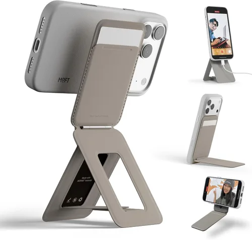 Vista 20 de MOFT MOVAS - Billetera con trípode para teléfono, 3 en 1, soporte magnético compatible con NFC, soporte para tarjetas ajustable de cuero vegano