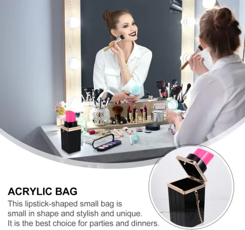Vista 8 de VALICLUD Bolso de mano de mano con forma de lápiz labial elegante de acrílico para mujer