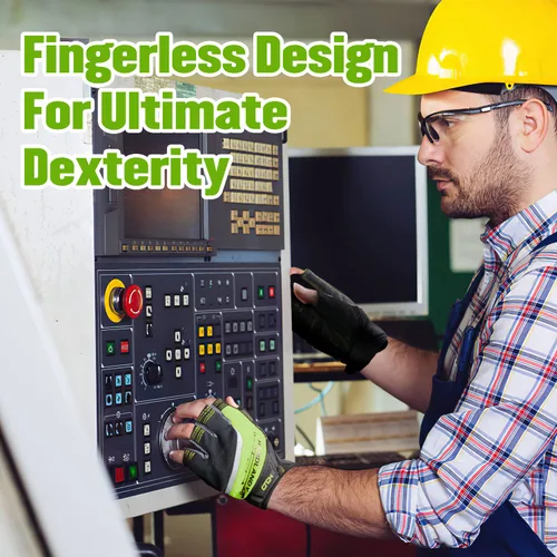 Vista 4 de AIGEVTURE Guantes de trabajo sin dedos para hombres, guantes de trabajo Framer, multiusos, ajuste de rendimiento, transpirables, duraderos